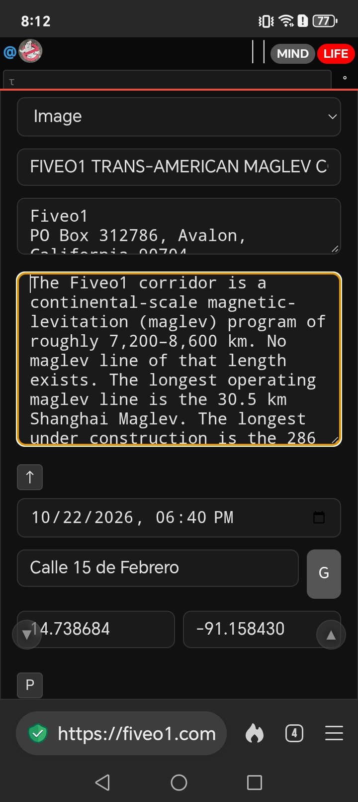 FIVEO1 TRANS-AMERICAN MAGLEV CORRIDOR: PHASE 2 DEVELOPMENT Plan @2026-10-22 19:40:45 - Calle 15 de Febrero
